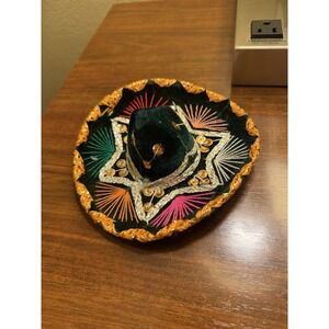 Mexican Sombrero Mariachi Hat Mini Small Velour Sequins Black Toy Doll Accessory
